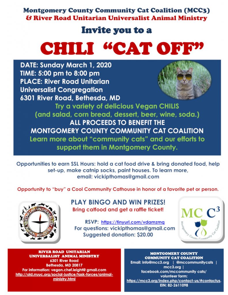 Poster for chilli supper at RRUUC March 1, 2020