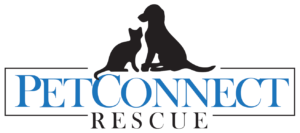 Logo for PetConnect Rescue showing silhouette of cat and dog